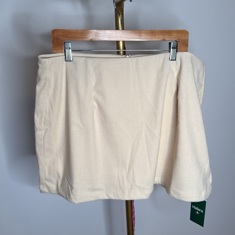 High Waisted Invisible Zipper 2-in-1 A Line Mini Corduroy Casual Plus Size Skirt - Picture 2 of 8